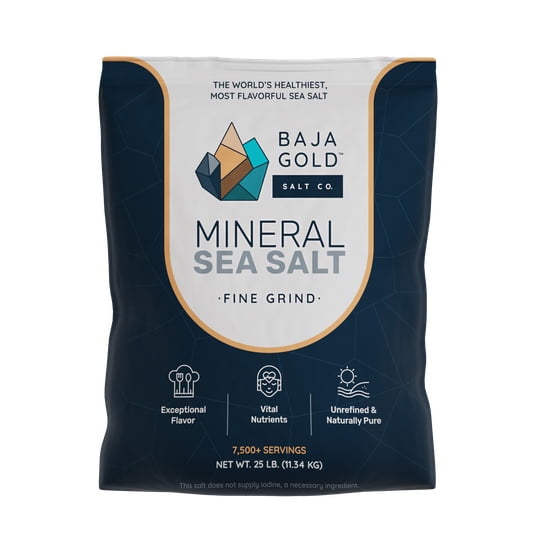 Baja Gold Salt Co. Mineral Sea Salt, Fine Grind 25 lb