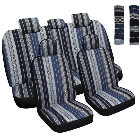 TIANLAIMEI Baja Saddle Blanket Car Seat Covers Full Set, Car Interior Covers, Woven Fabric Material, Universal Fit Most Sedan Truck SUV