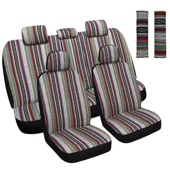 Baja Saddle Blanket Car Seat Covers Full Set, Car Interior Covers, Universal Fit Most Sedan Truck SUV
