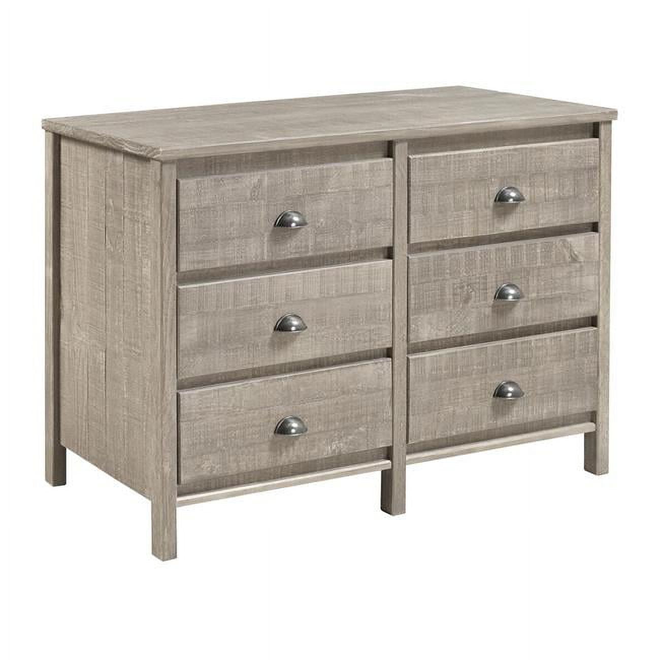 Driftwood Gray Farmhouse Double Dresser with Felt-Lined Drawer