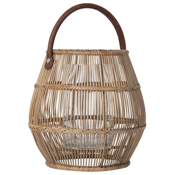 Kouboo Natural Rattan Christmas Pillar Candles Hurricane Lamp