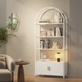thumbnail image 1 of ModFurne Arched Bookcase with Doors,71" Tall Arched Bookshelf, 4-Shelf Open Display Bookshelf, Freestanding Storage Unit for Living Room/Office, White, 1 of 7