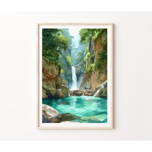 Bajos del Toro Costa Rica Tropical Jungle Waterfall Art Print, Unframed Paper Poster 8x10in