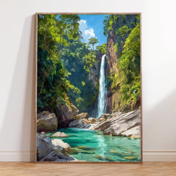 Bajos del Toro Waterfall Costa Rica Jungle Nature Print, Unframed Paper Print Size 8x12