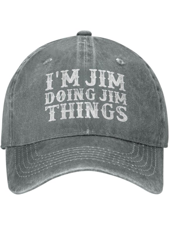 Bakballs Funny Hat I'm Jim Doing Jim Things Hat for Men Dad Hats Adjustable Caps Gray