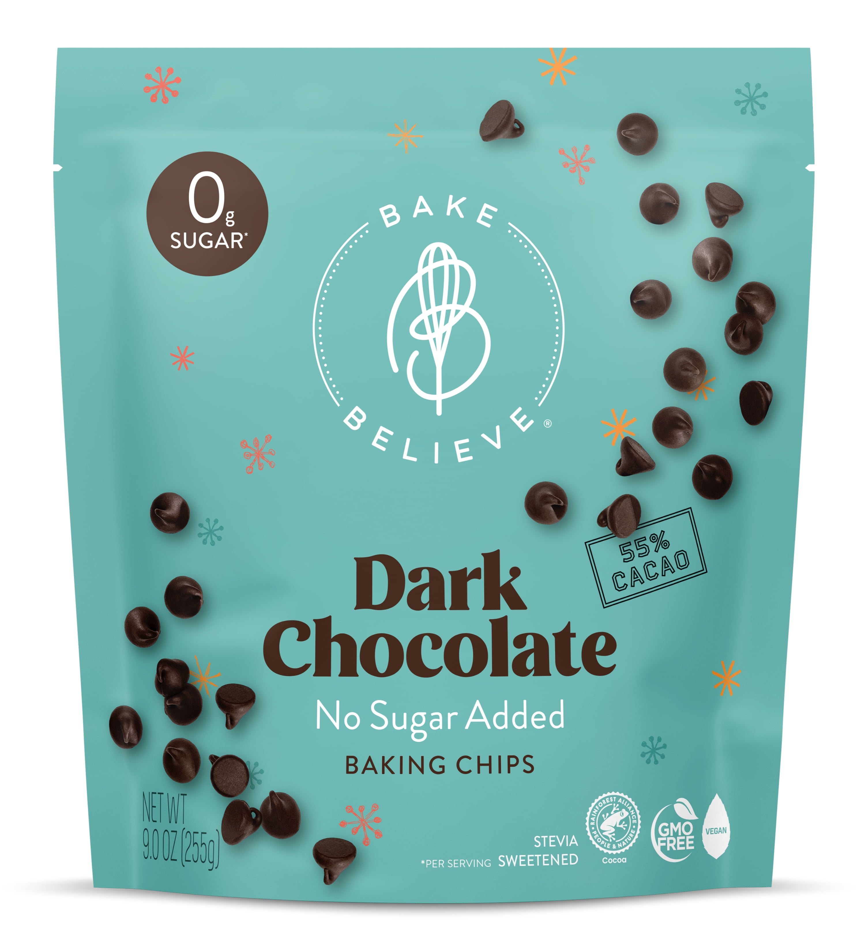 Bake Believe, Keto-Friendly, Dark Chocolate Baking Chips, 9 oz. Pouch