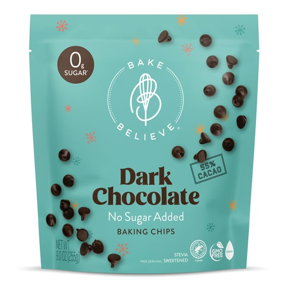 Bake Believe, Keto-Friendly, Dark Chocolate Baking Chips, 9 oz. Pouch