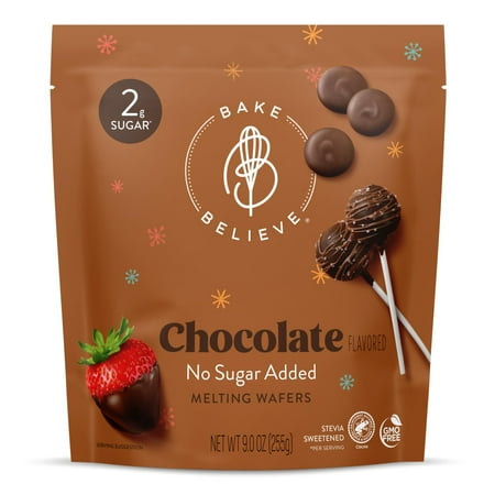 Bake Believe, No Sugar Added, Chocolate-Flavored Melting Wafers, 9 oz. Pouch