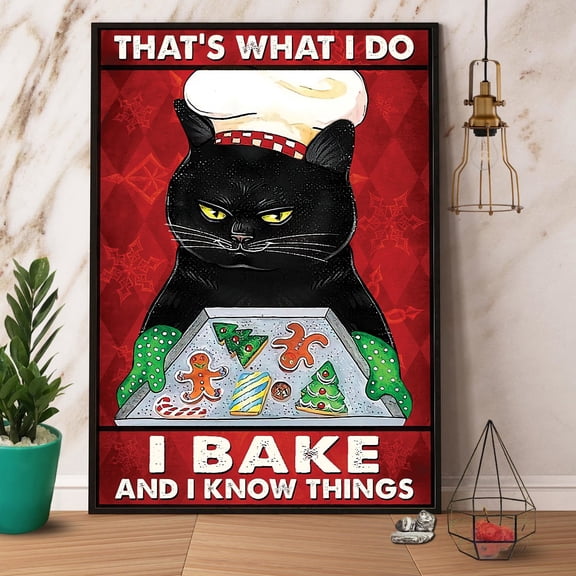 Bake Black Cat I Bake I Know Things Cat Bake Cake Vertical Paper Poster No Frame 11 x 17 Inch Poster