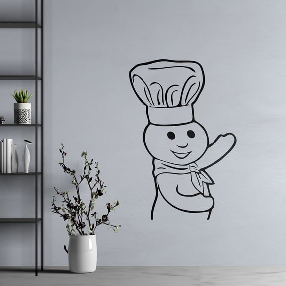 Bake Chef Welcome Logo Pillsbury Doughboy Wall Art Decal | Vinyl Home Cooking Pancake Hotcake Bake Lovers Art Adhesive Decor Design 20" x 22" Removable Kitchen Pantry Sticker Decoration