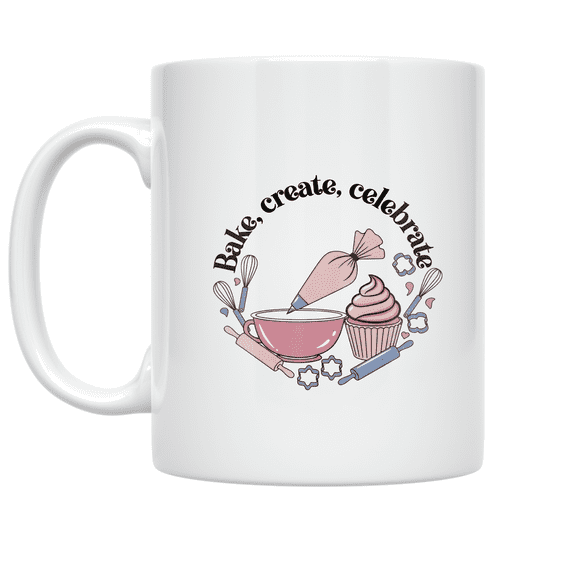 Bake Create Celebrate Wreath Design - Baking Enthusiast - 11 oz Ceramic Coffee Mug