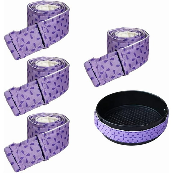 Bake Even Cake Strips 4 Pcs Bake Even Strip for Cake Pans, Baking Even Strip, Cake Pan Dampen Strips, Adjustable Baking Tray Protection Straps, for Home Kitchen Baking Supplies