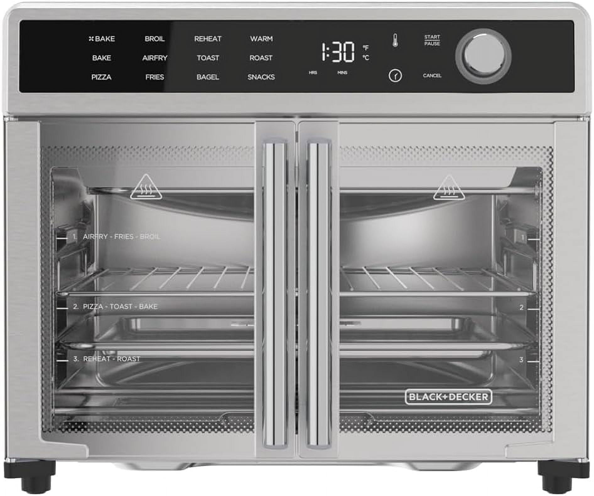 Stainless Steel French Door Air Fryer Oven with Knob Control