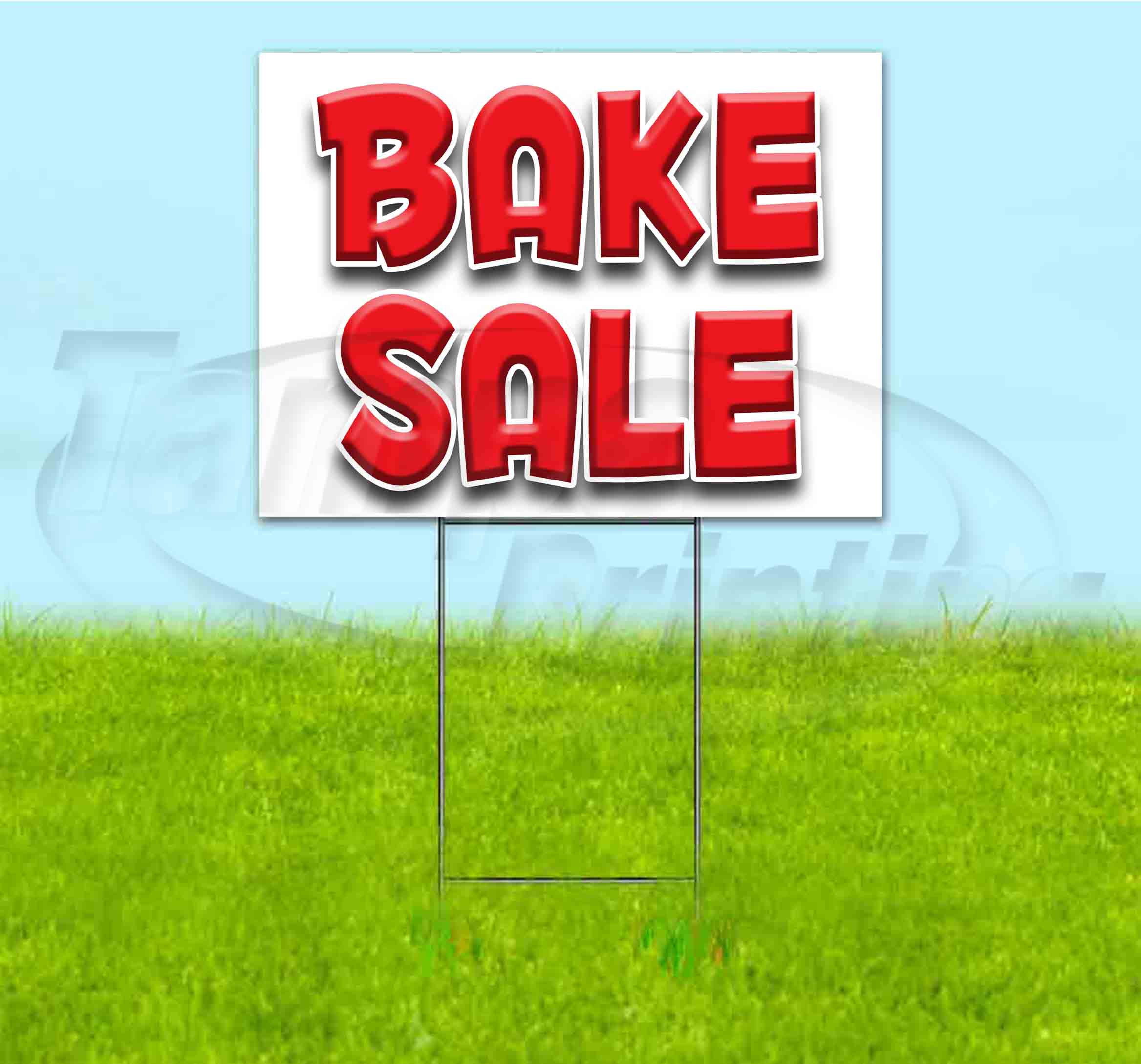 Bake Sale (18" x 24") Yard Sign, Includes Metal Step Stake
