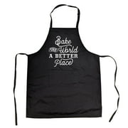 Bake The World A Better Place Cookout Apron  Funny Novelty Kitchen Smock