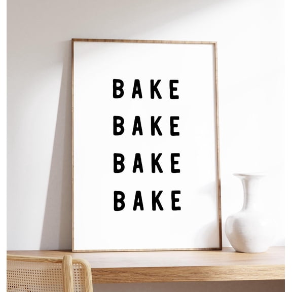 Bake Typography Print, Kitchen Wall Art, Minimalist Kitchen Decor, Baker Print, Culinary Themed Wall Art, Unframed Paper Print