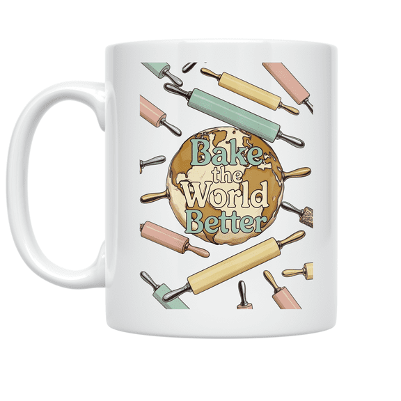 Bake the World Better Design - Baking Enthusiast - 11 oz Ceramic Coffee Mug