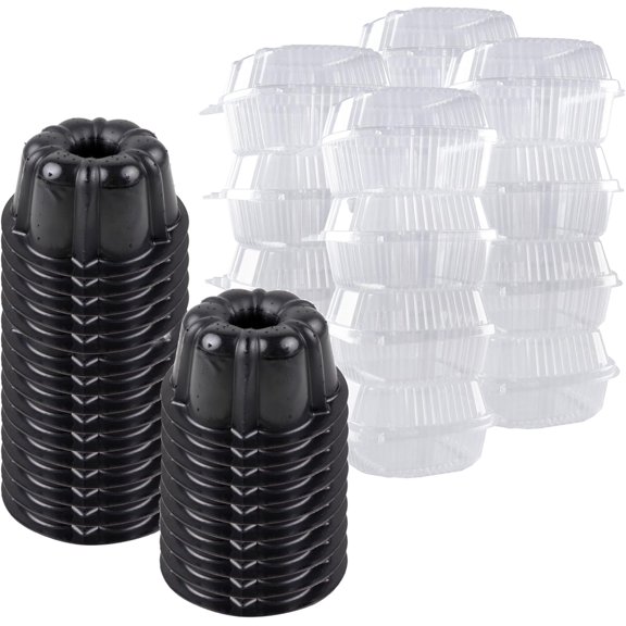 Bakeable Plastic Mini Cake Pan and Clear Snap-Closure Container Set 50 Count Non-Stick Reusable Silicone Mold 10  F to 375  F