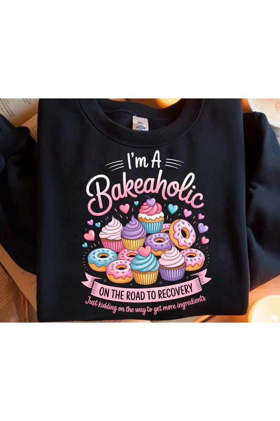 Bakeaholic Cupcake & Donut Shirt – On the Road to Recovery - Baking Sweatshirt SWEATSHIRT All Size S-5XL
