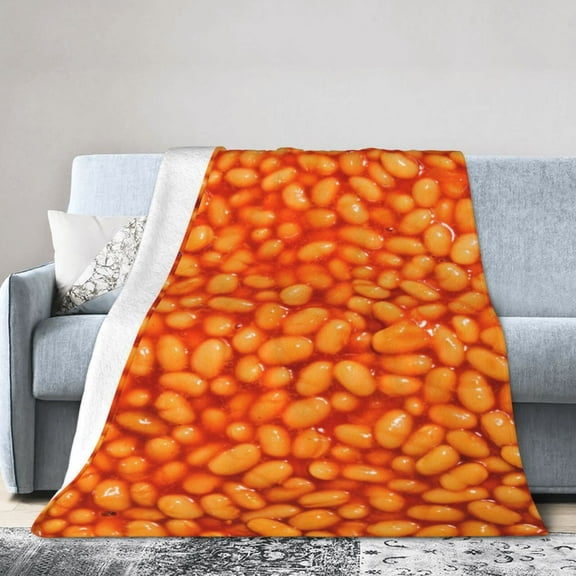 Baked Beans Food Blanket Gifts For Kids Adults - Lightweight Throw Blanket For Bedroom Living Room Decor Soft Fuzzy Fleece Cozy Plush Bed Couch 50"X40"