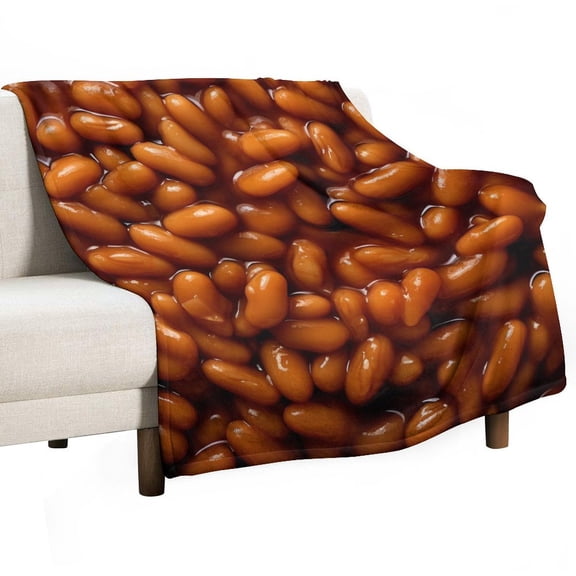 Baked Beans Food Super Soft Blanket Flannel Throw Blanket Flannel Microfiber Blankets for Couch Bed Sofa Fluffy and Warm 50"x60"