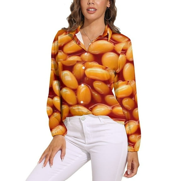 Baked Beans Long Sleeve Blouse Woman Streetwear Casual Shirts Summer Oversize Woman Streetwear Clothing Birthday Present