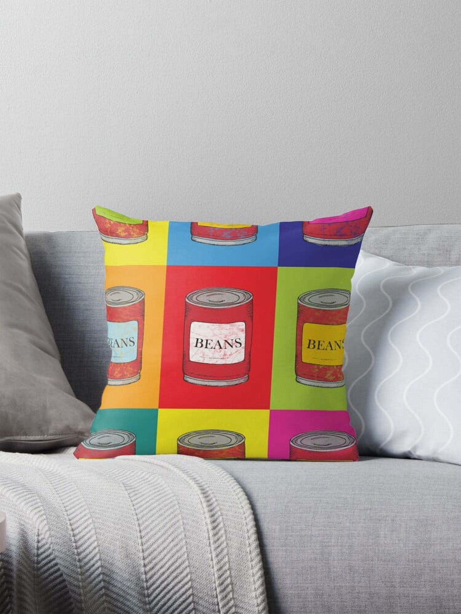 Baked Beans Tin Can Pop Art Throw Pillow Covers Cases Cushion Cover