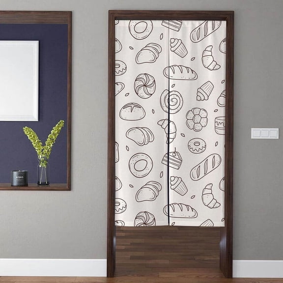 Baked Bread Art Door Curtain, Modern Simple Door and Window, Suitable for Interior Privacy Decoration in Kitchen and Restaurant