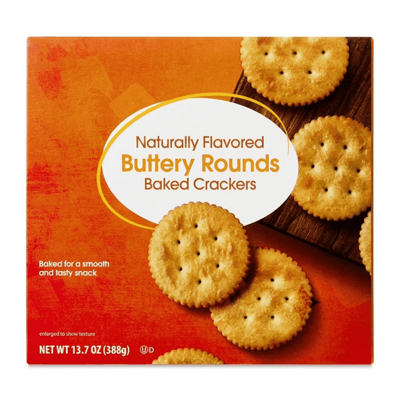 Baked Buttery Round Crackers, 13.7 oz, Crispy Snack Crackers, 4 Freshness counts