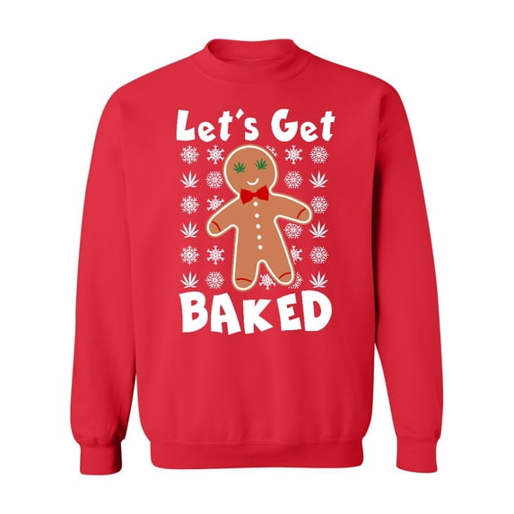 Baked Gingerbread Funny Christmas Crewneck Sweatshirt, L, Red