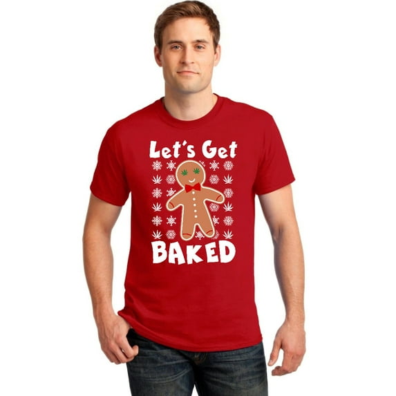 Baked Gingerbread Funny Christmas Men's T-shirt, 2XL, Red