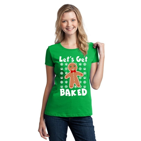 Baked Gingerbread Funny Christmas Women's T-shirt, 2XL, Green