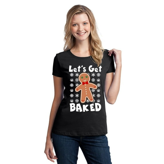 Baked Gingerbread Funny Christmas Women's T-shirt, S, Black