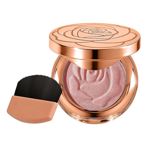 Baked Highlighter Blush Powder Palette, Multi-purpose Powder Blusher Highlighter Face Makeup, Sheer Shimmer Pink Glow Highlighting Palette for Face Eye Cheeks, Makeup Gift for Women, 5g