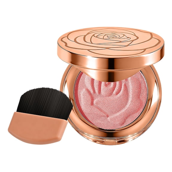 Baked Highlighter Blush Powder Palette, Multi-purpose Powder Blusher Highlighter Face Makeup, Sheer Shimmer Pink Glow Highlighting Palette for Face Eye Cheeks, Makeup Gift for Women, 5g