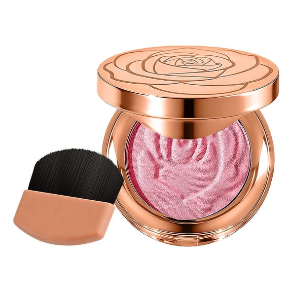 Baked Highlighter Blush Powder Palette, Multi-purpose Powder Blusher Highlighter Face Makeup, Sheer Shimmer Pink Glow Highlighting Palette for Face Eye Cheeks, Makeup Gift for Women, 5g