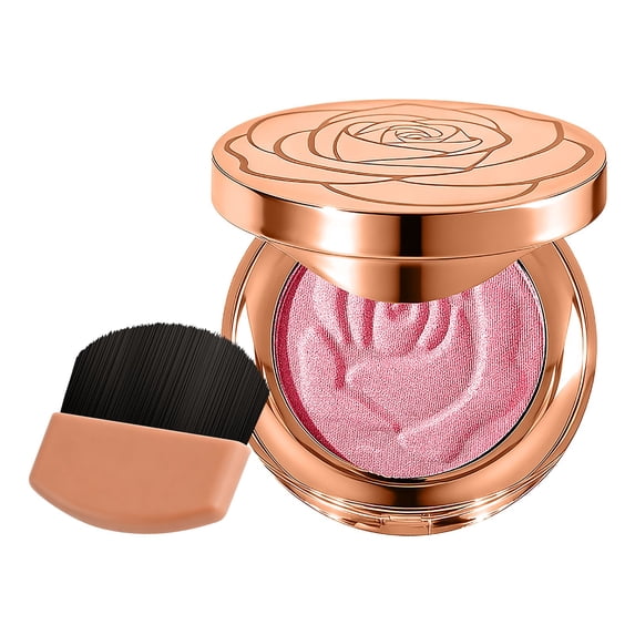 Baked Highlighter Blush Powder Palette, Multi-purpose Powder Blusher Highlighter Face Makeup, Sheer Shimmer Pink Glow Highlighting Palette for Face Eye Cheeks, Makeup Gift for Women, 5g