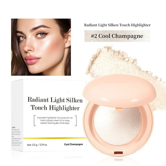 Baked Highlighting Blush, Soft Pinch Glitter Powder Blush, Natural Finish, Buildable Color, Long Lasting Complexion, Shape, Contour & Highlight for All Skin Tones