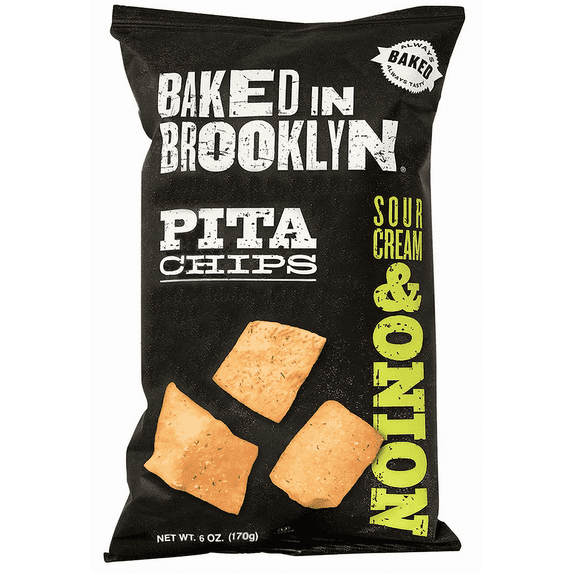 Baked In Brooklyn Sour Cream and Onion Pita Chips Baked Never Fried 6 Ounce Bag