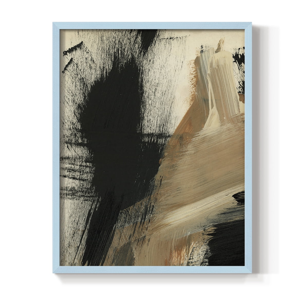 Baked Paintstrokes I Framed Print in Blue Solid Wood Framed Print No Nail Hanging