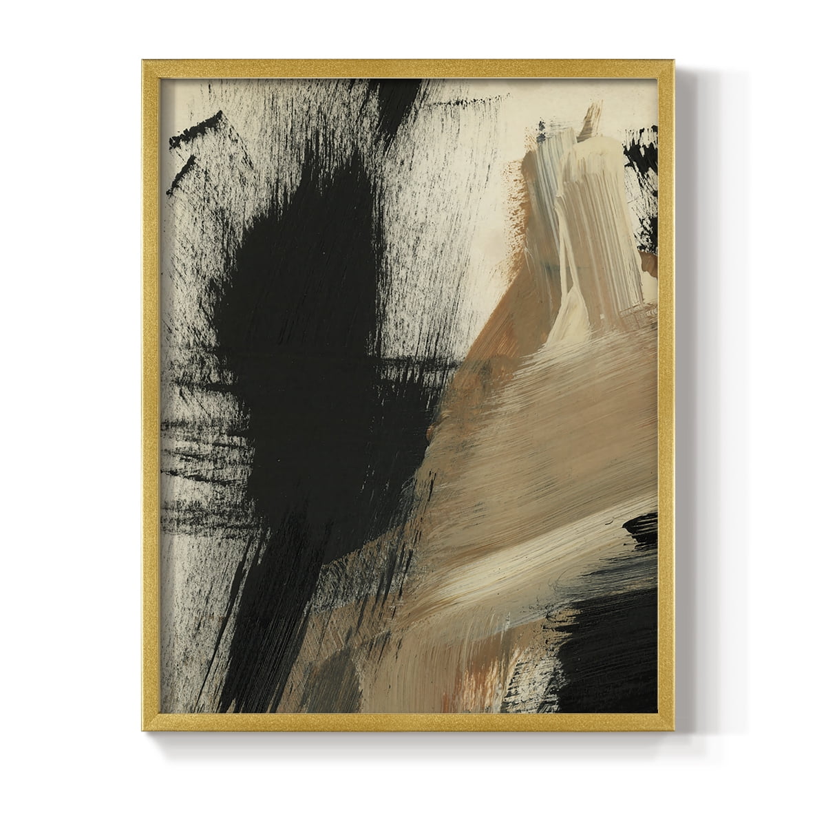 Baked Paintstrokes I Framed Print in Gold Solid Wood Framed Print No Nail Hanging