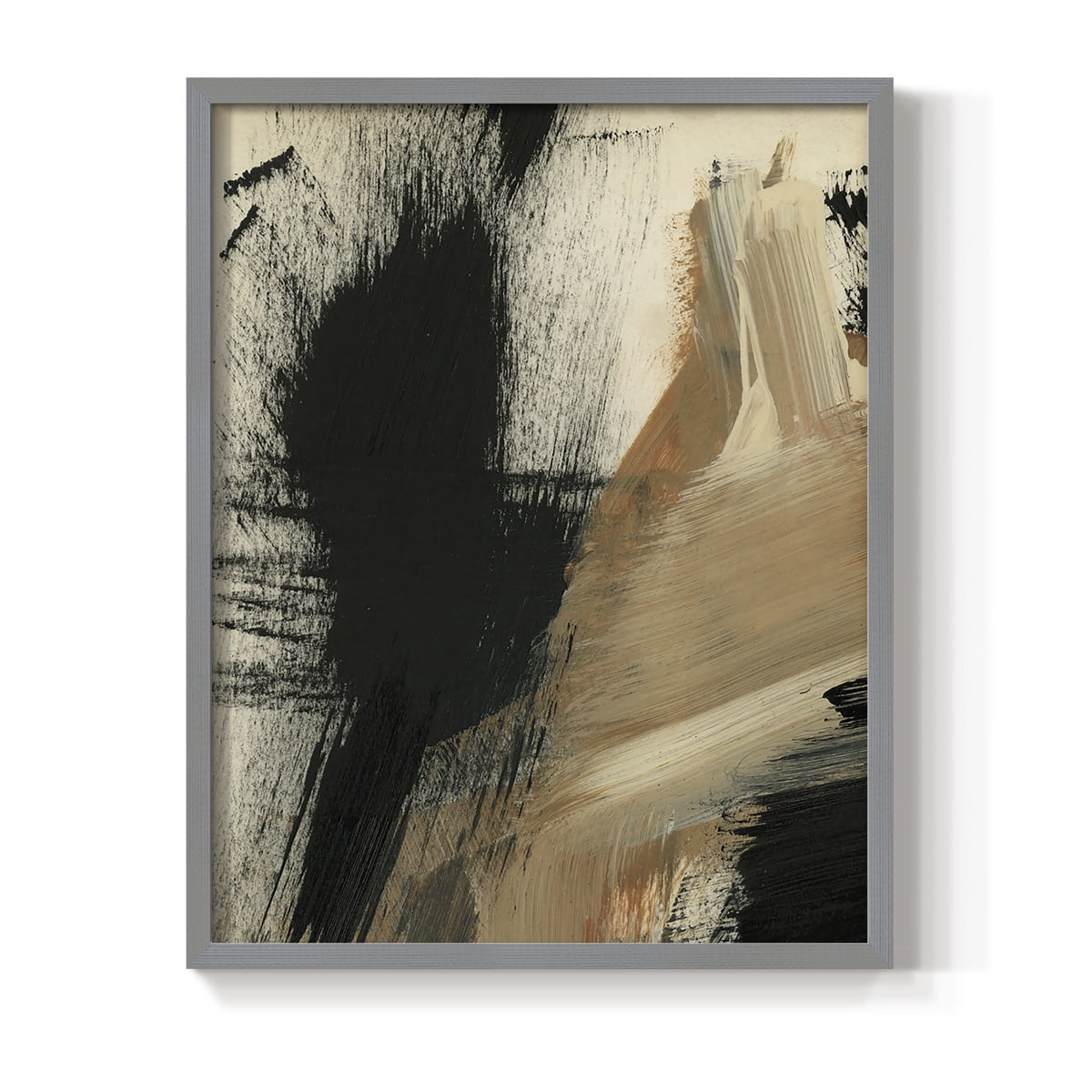 Baked Paintstrokes I Framed Print in Gray Solid Wood Framed Print No Nail Hanging