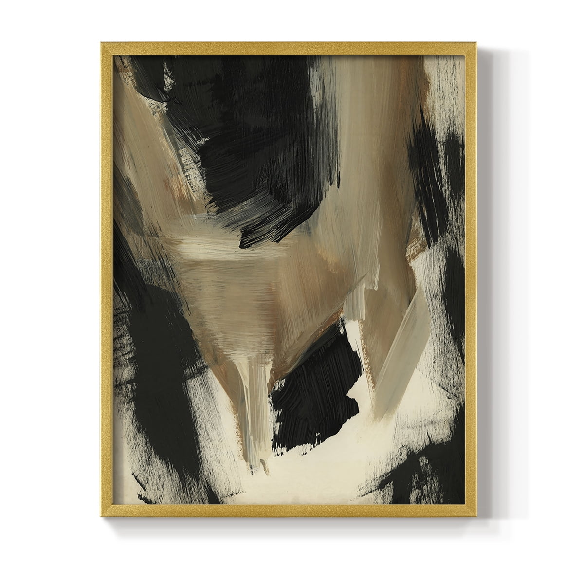 Baked Paintstrokes II Framed Print in Gold Solid Wood Framed Print No Nail Hanging