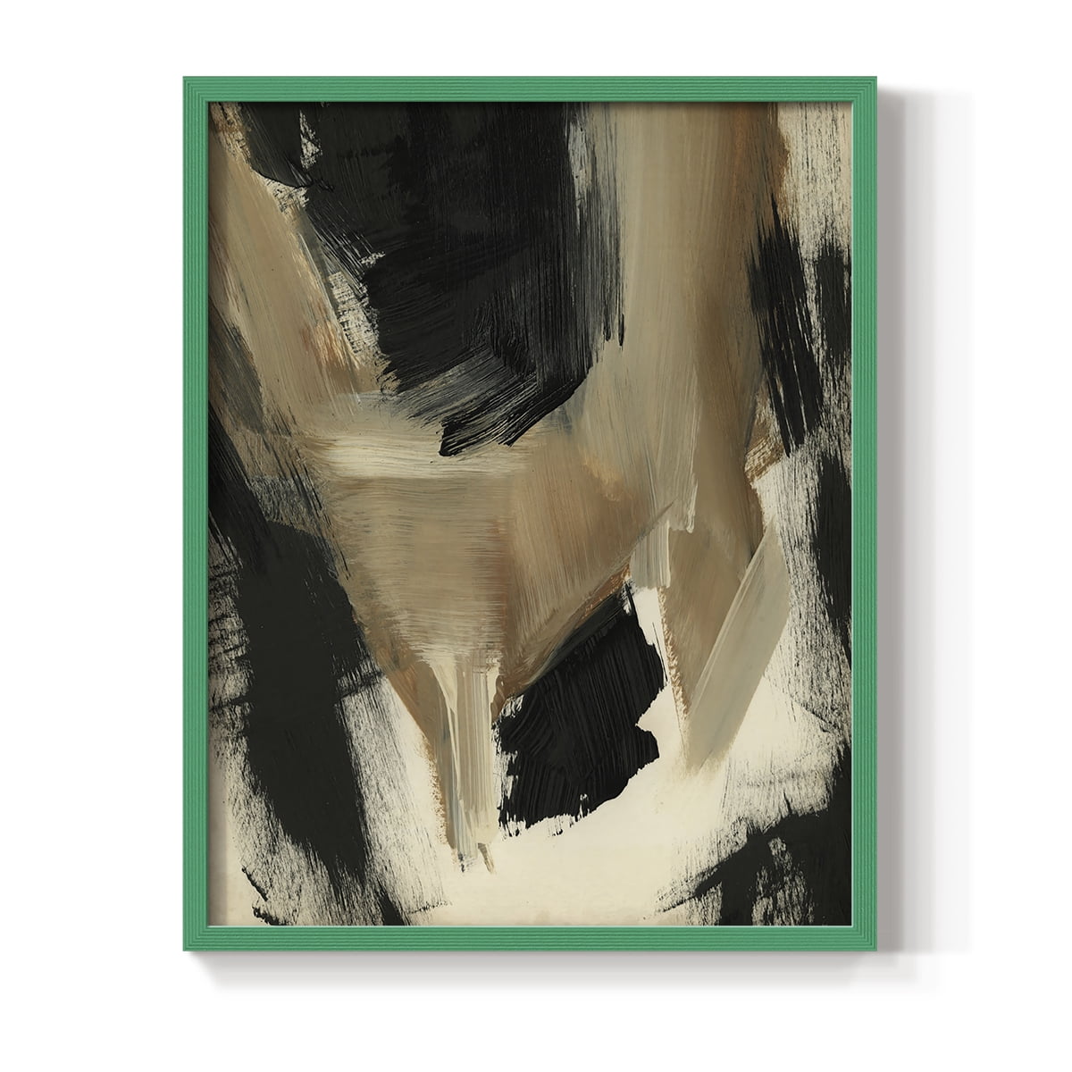 Baked Paintstrokes II Framed Print in Green Solid Wood Framed Print No Nail Hanging