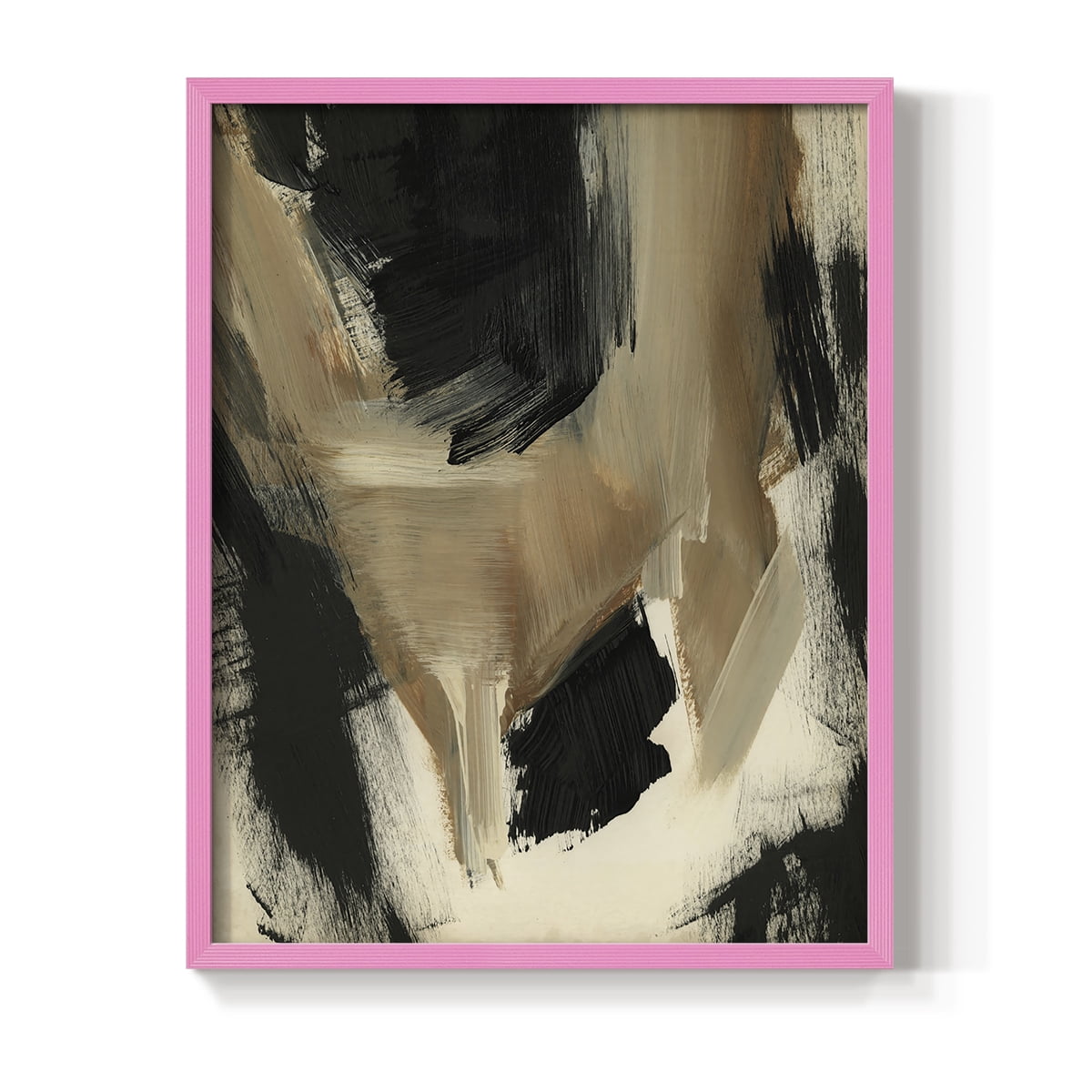 Baked Paintstrokes II Framed Print in Pink Solid Wood Framed Print No Nail Hanging