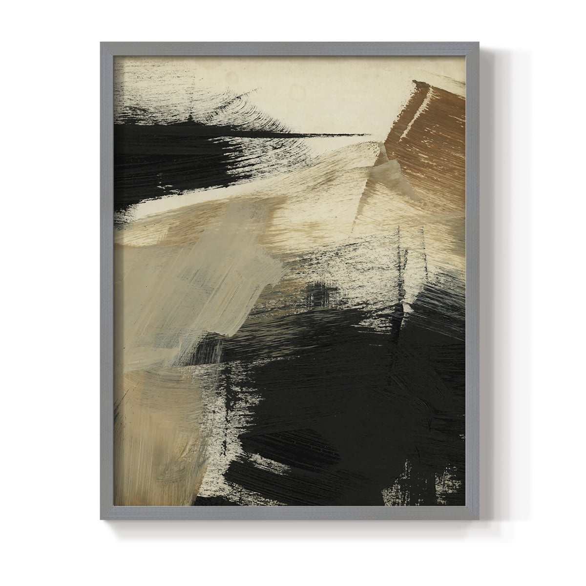 Baked Paintstrokes III Framed Print in Gray Solid Wood Framed Print No Nail Hanging