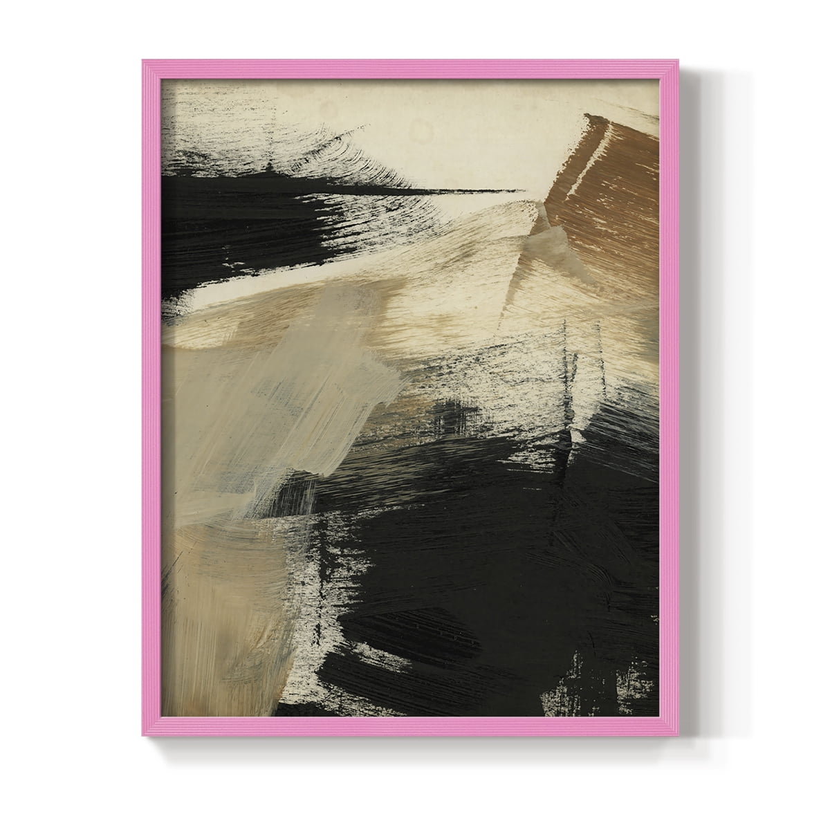 Baked Paintstrokes III Framed Print in Pink Solid Wood Framed Print No Nail Hanging