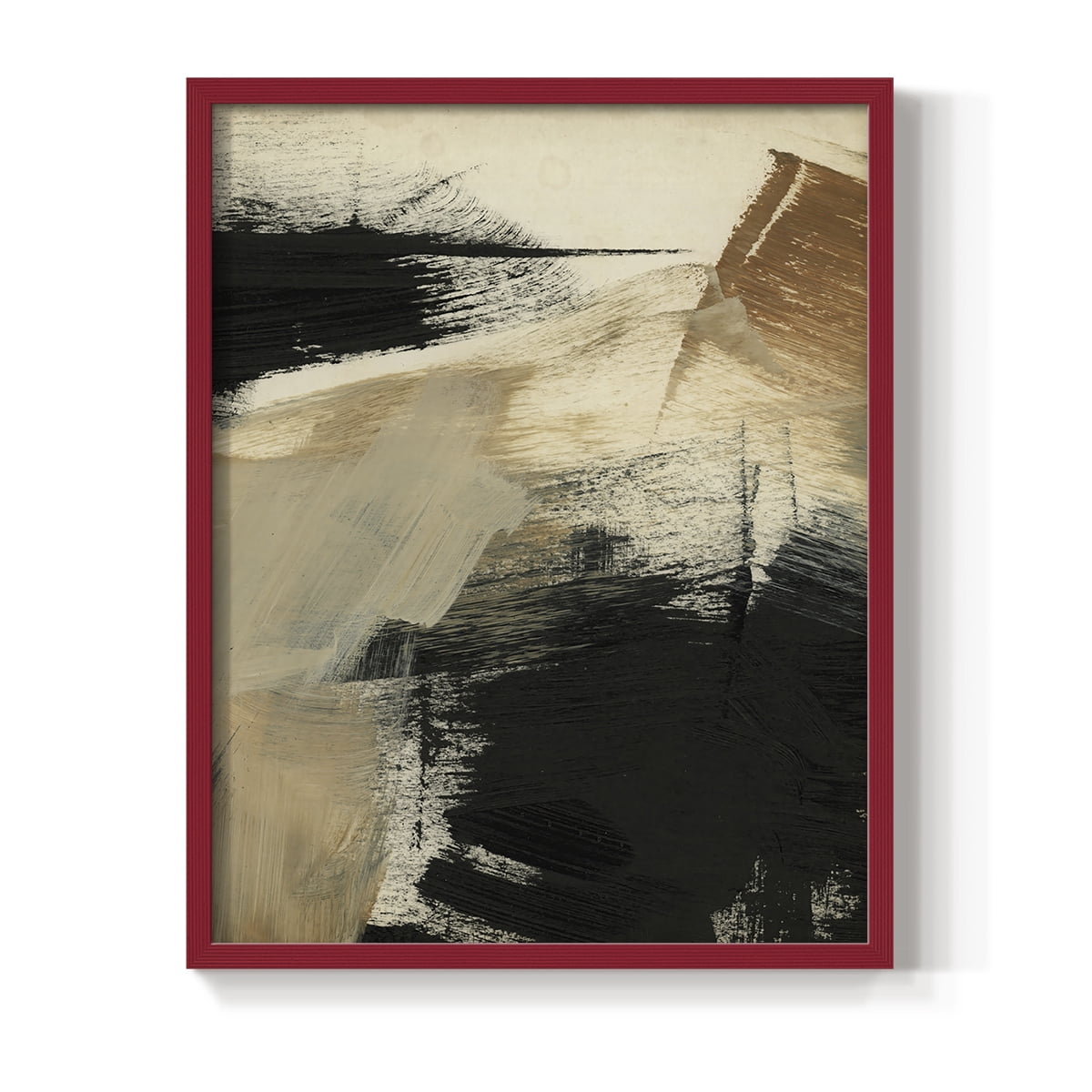 Baked Paintstrokes III Framed Print in Red Solid Wood Framed Print No Nail Hanging