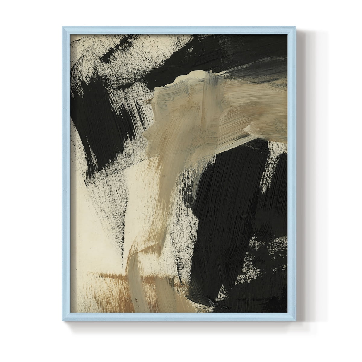 Baked Paintstrokes IV Framed Print in Blue Solid Wood Framed Print No Nail Hanging