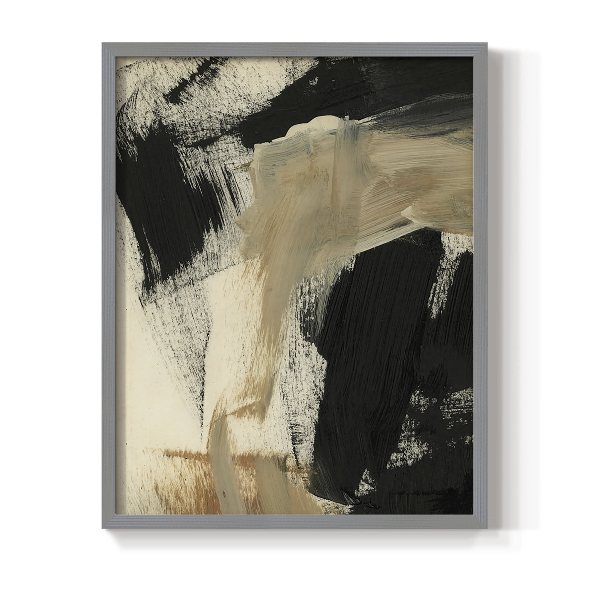 Baked Paintstrokes IV Framed Print in Gray Solid Wood Framed Print No Nail Hanging